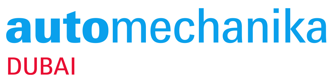 Automechanika Dubai logo in blue and red text.