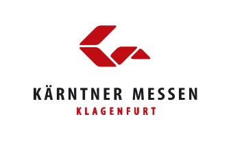 Logo of Kärntner Messen Klagenfurt with red polygonal design above the text.